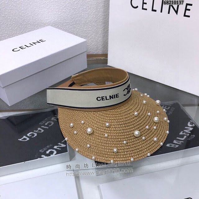 CELINE女士帽子 賽琳珍珠草帽空頂帽遮陽帽  mm1104